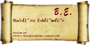 Balázs Edömér névjegykártya